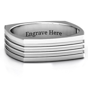 Yaffie ™ Custom Made Men Ring with Personalised Stria Grooved Squareshaped Design