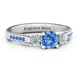 Yaffie ™ Custom Made Personalised Three Stone Eternity Ring Featuring Twin Accent Rows