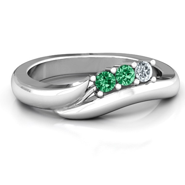 Yaffie ™ Custom Made Personalised Three Stone Single Bypass Ring