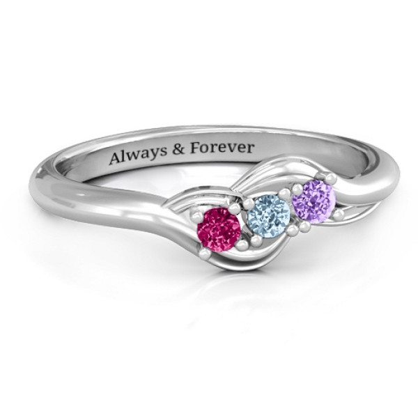 Yaffie ™ Custom Made Personalised Three Stone Wave Ring