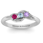 Yaffie ™ Custom Made Personalised Three Stone Wave Ring