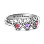 Yaffie ™ Custom-Made Triple Heart Gemstone Ring - Personalised Three Company Design