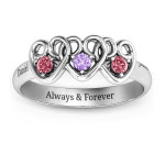Yaffie ™ Custom-Made Triple Heart Gemstone Ring - Personalised Three Company Design