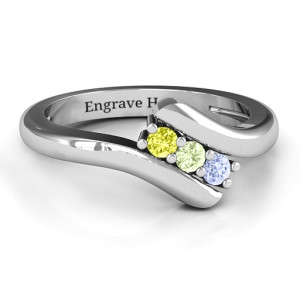 Yaffie ™ Custom-Made Personalised Three Stone Classic Bypass Ring