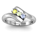 Yaffie ™ Custom-Made Personalised Three Stone Classic Bypass Ring