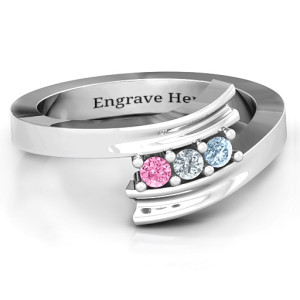 Yaffie ™ Handcrafted Custom Three Stone Ridged Bypass Ring - Personalised Design