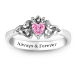 Yaffie ™ Custom-Made Personalised Trinity Knot Heart Crown Ring