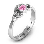 Yaffie ™ Custom-Made Personalised Trinity Knot Heart Crown Ring