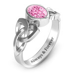 Yaffie ™ Custom-Made Bezel-Set Oval Stone Trinity Knot Ring, Personalised just for You!