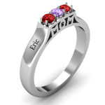 Yaffie ™ Custom-Made Personalised Triple Round Stone Ring for MOM