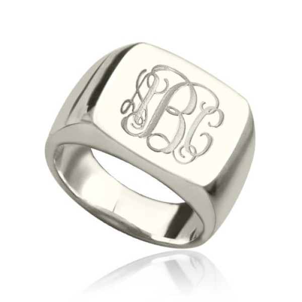 Yaffie ™ Customised Square Monogram Ring with Engraved Design