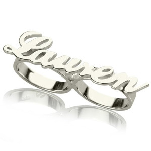 Yaffie ™ Custom-Made Personalised Allegro Double-Finger Name Ring