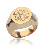 Personalised Yaffie CIrcle Initial Signet Monogram Ring