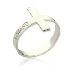 Yaffie ™ Custom-Made Personalised Engraved Cross Name Rings