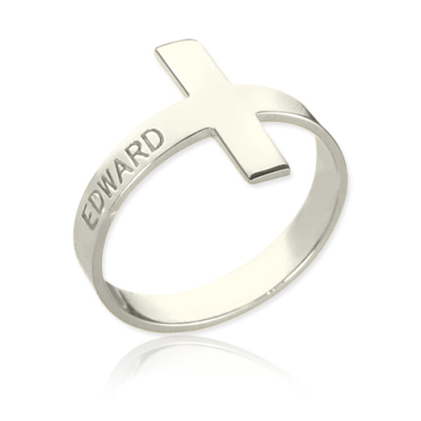 Yaffie ™ Custom-Made Personalised Engraved Cross Name Rings
