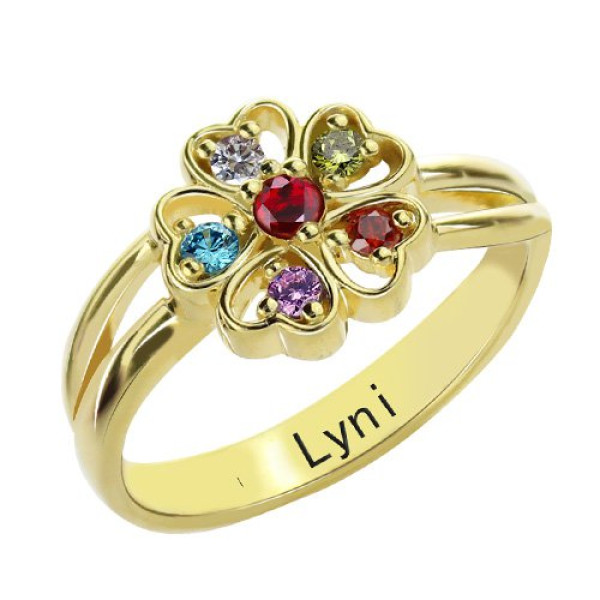 Yaffie ™ Custom-Made Personalised Promise Ring with Birthstone Flower and Name