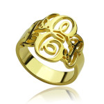 Yaffie ™ Crafted Custom Personalised Interlocking Monogram Ring with Three Initials