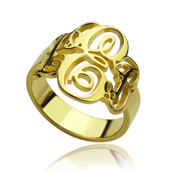 Yaffie ™ Crafted Custom Personalised Interlocking Monogram Ring with Three Initials