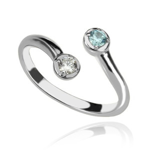 Yaffie ™ Customised Dual Drops Birthstone Ring for Personalization