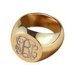 Personalised Yaffie CIrcle Initial Signet Monogram Ring