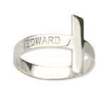 Yaffie ™ Custom-Made Personalised Engraved Cross Name Rings