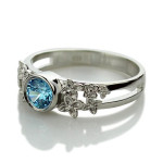 Yaffie™ Custom-Made Personalised Flower Engagement Birthstone Name Ring