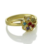 Yaffie ™ Custom-Made Personalised Promise Ring with Birthstone Flower and Name