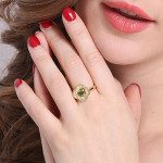 Yaffie ™ Custom-Made Personalised Engagement Ring with Engraved Birthstone and Blossoming Design