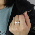 Yaffie ™ Custom-Made Personalised Engraved Cross Name Rings
