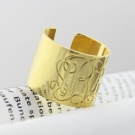 Yaffie ™ Customised Script Monogram Cuff Ring - Personalised Gifts