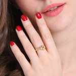 Yaffie ™ Custom-Made Personalised Promise Ring with Birthstone Flower and Name