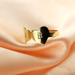 Yaffie ™ Custom Made Personalised Engraved Double Heart Letter Ring