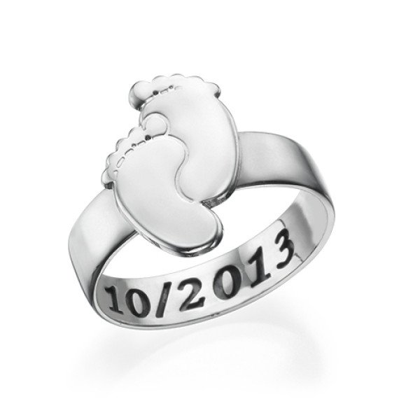 Yaffie ™ Custom Personalised Engraved Baby Feet Ring