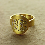 Yaffie ™ Custom-Made Personalised Engraved Script Monogram Initial Ring