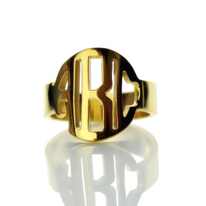 Customizable Circle Block Monogram Ring with 3 Initials - Handcrafted by Yaffie™