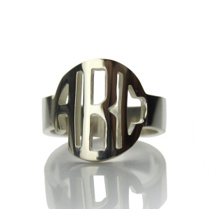 Customizable Circle Block Monogram Ring with 3 Initials - Handcrafted by Yaffie™