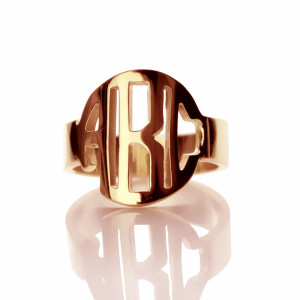 Customizable Circle Block Monogram Ring with 3 Initials - Handcrafted by Yaffie™