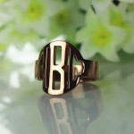 Customizable Circle Block Monogram Ring with 3 Initials - Handcrafted by Yaffie™