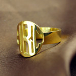Customizable Circle Block Monogram Ring with 3 Initials - Handcrafted by Yaffie™