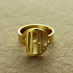 Customizable Circle Block Monogram Ring with 3 Initials - Handcrafted by Yaffie™