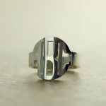 Customizable Circle Block Monogram Ring with 3 Initials - Handcrafted by Yaffie™