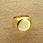 Yaffie ™ Customised Engraved Circle Monogram Signet Ring - Personalised to Perfection