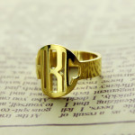 Customizable Circle Block Monogram Ring with 3 Initials - Handcrafted by Yaffie™