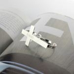 Yaffie ™ Custom Made Two Finger Cross Ring Engraved with Personalised Name