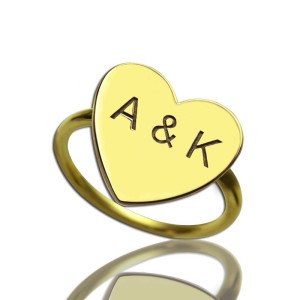 Customised Sweetheart Ring with Double Initials Engraved - Yaffie ™ Bespoke Creation