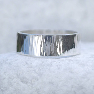 Yaffie ™ Custom Made Hammered Ring with Tree Bark Finish - Personalised