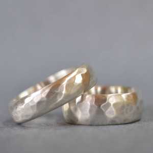 Yaffie™ Custom Made Personalised Wedding Ring with Hammered Finish Handcrafted for You