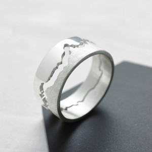 Yaffie™ Custom Personalised Men Coastline Map Ring